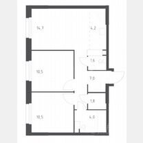 3-к. квартира, 54,2 м², 6/22 эт.